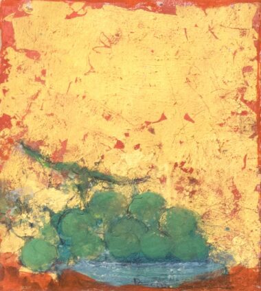 STILLLEBEN, Öl, Blattgold auf Papier, 12,5 x 11,5 cm Bottet Nicole